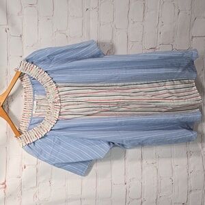 Skies Are Blue Two Buttoned Blue And White Striped Blouse Womens Size 3x NWT